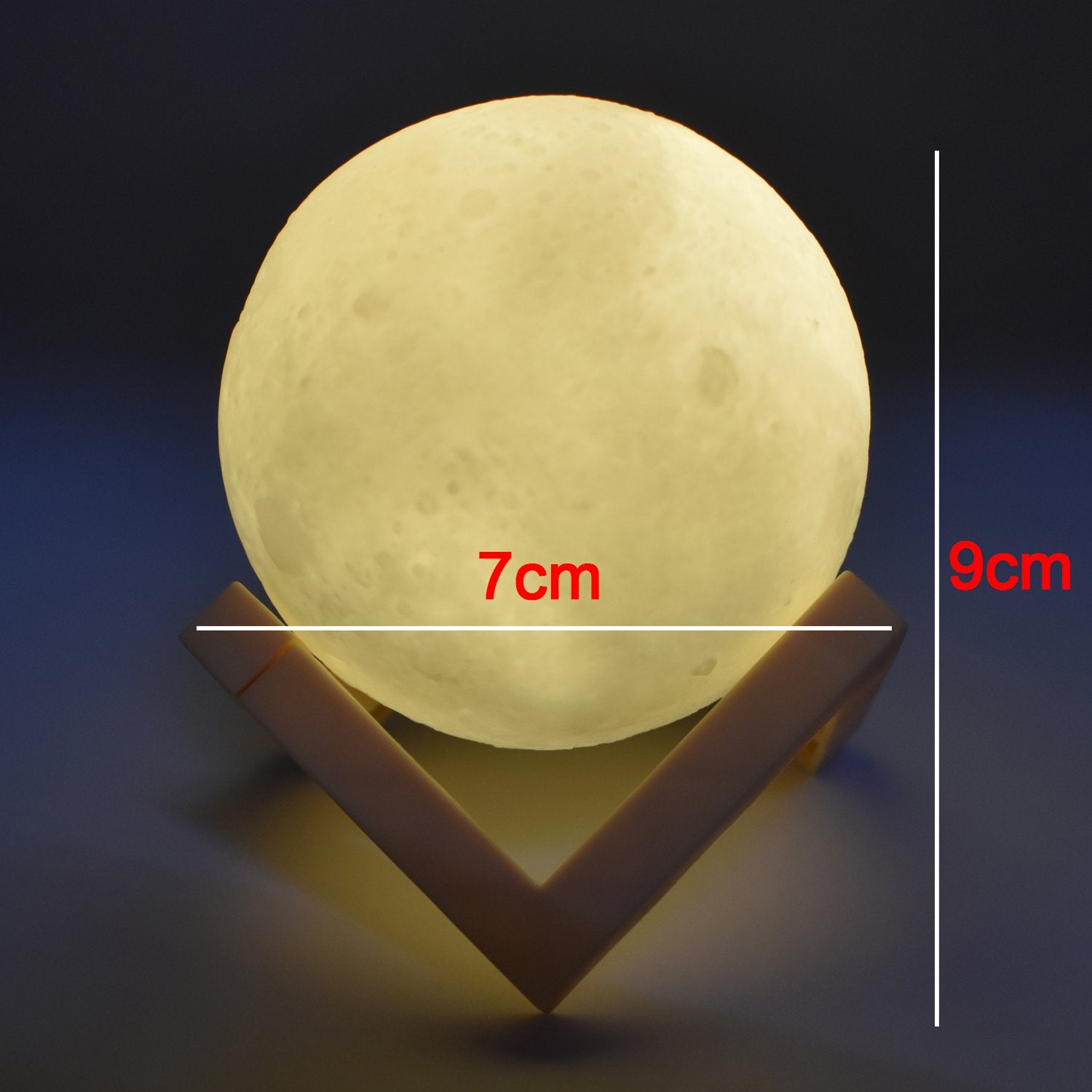 Wukusy 6031 3D Power Moon Lamp with touch control and adjustable brightness, showcasing a realistic moon design.