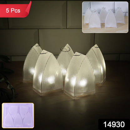 Set of five Wukusy LED flameless decorative lantern lights for home decor, featuring warm glow and intricate designs.