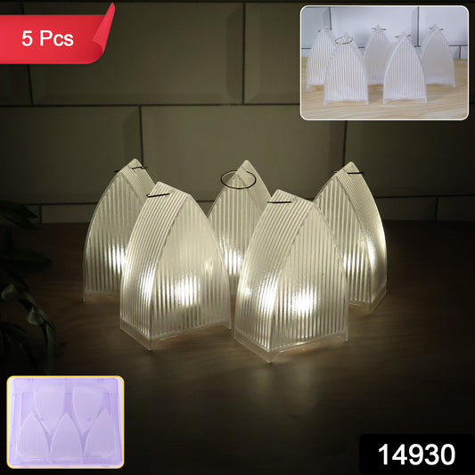 Set of five Wukusy LED flameless decorative lantern lights for home decor, featuring warm glow and intricate designs.