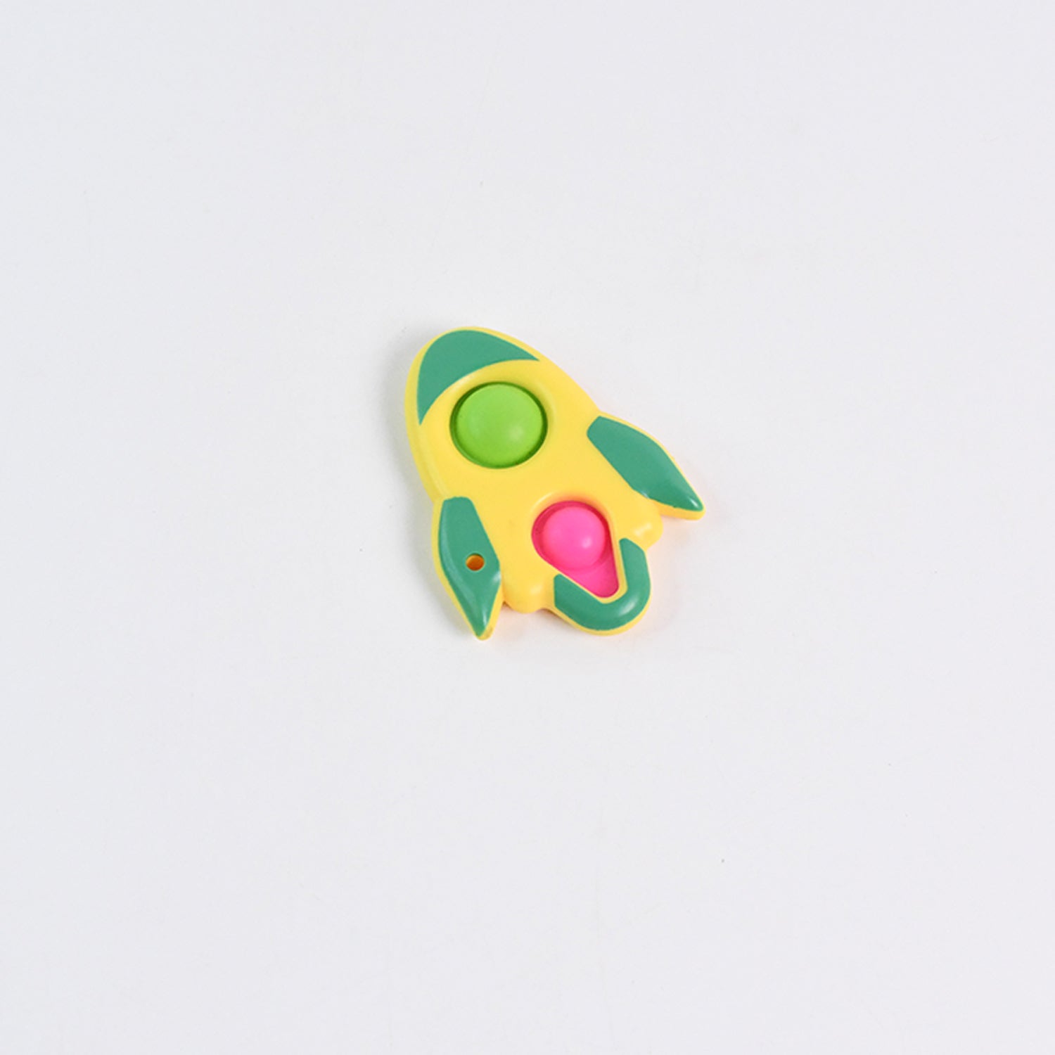 Rocket-shaped dimple keychain toy by Wukusy featuring a vibrant, playful rocket design with multiple dimples for fun tactile play.