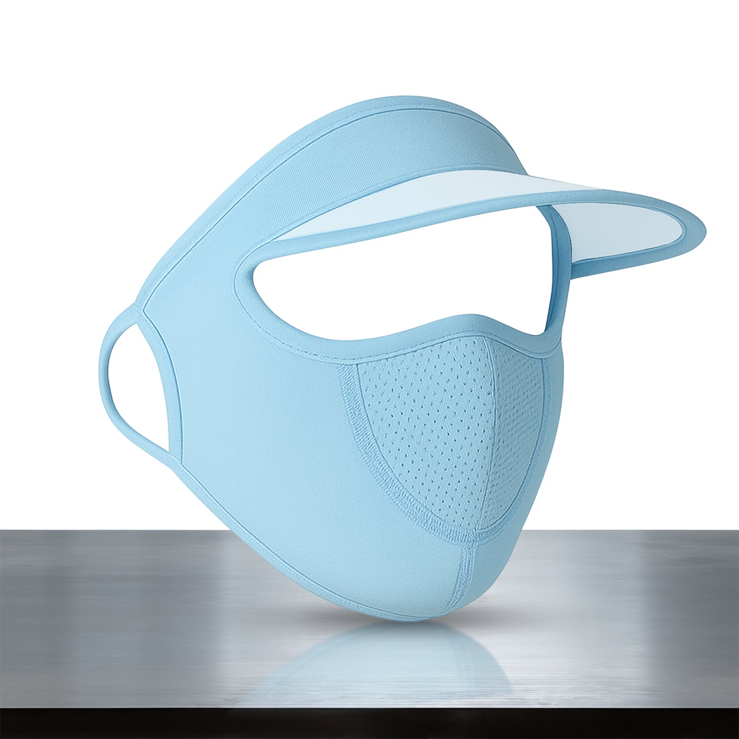 Wukusy women's full face UV protection cap with built-in mask, wide brim visor, and breathable fabric for sun protection.