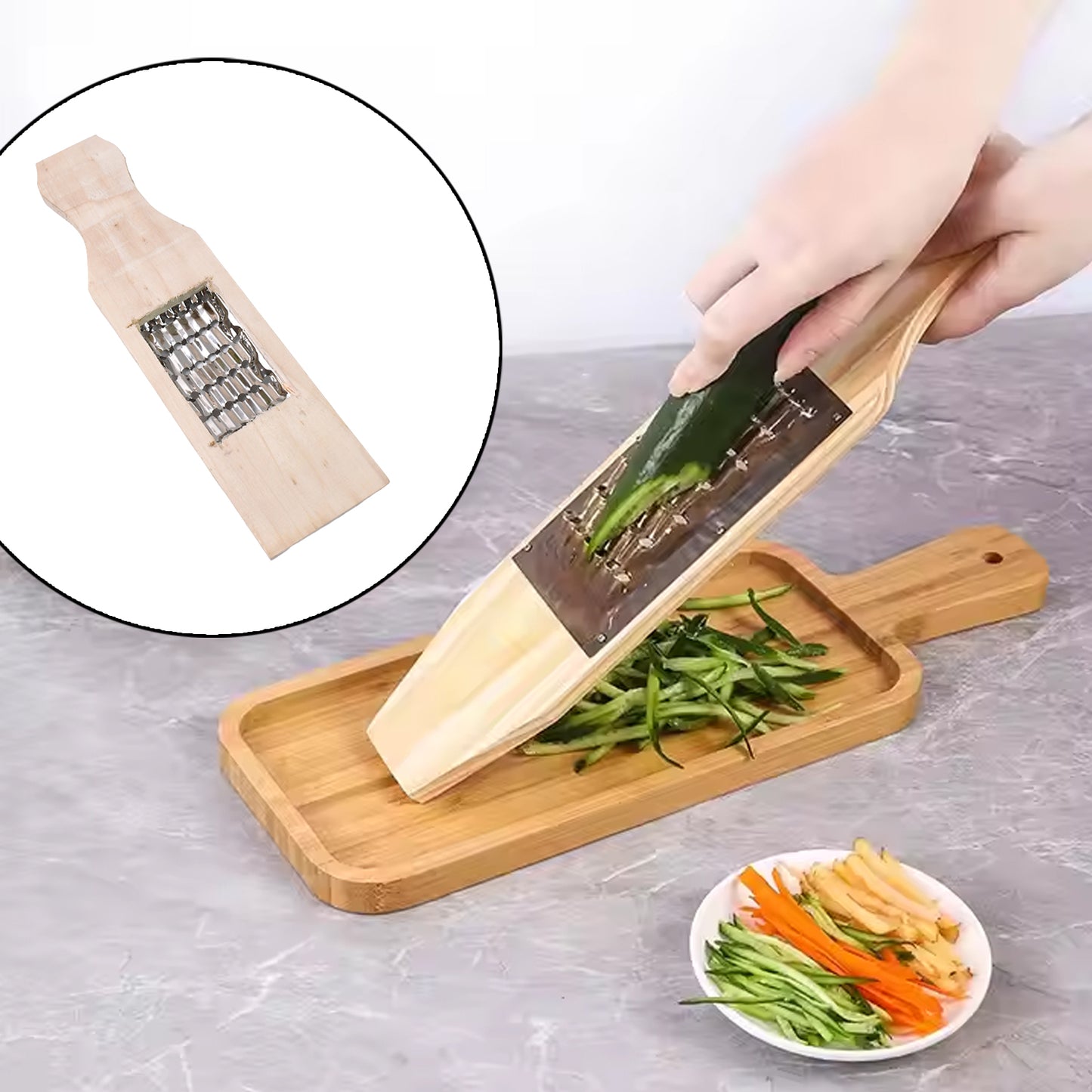 Wukusy vegetable shredder and slicer with cheese grater for food prep, kitchen tool for vegetables and cheese.