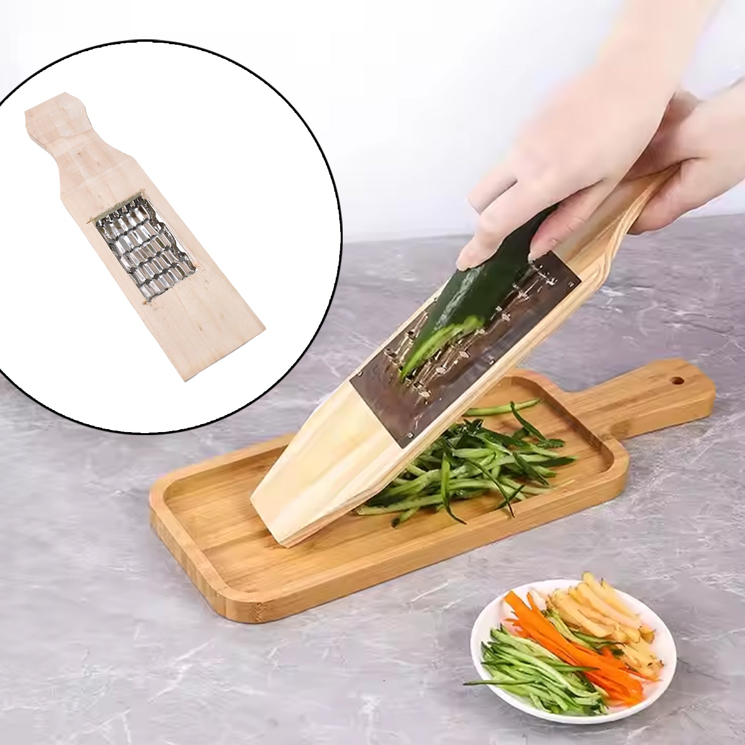 Wukusy vegetable shredder and slicer with cheese grater for food prep, kitchen tool for vegetables and cheese.