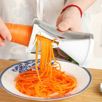 Wukusy 1853 handheld spiralizer vegetable slicer with stainless steel blades for salads, fruits, and vegetable garnishes.