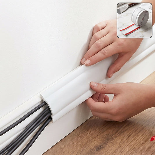 Wukusy 3-meter adhesive cable protector cord cover, floor wall wire hider, black plastic channel for cable management.