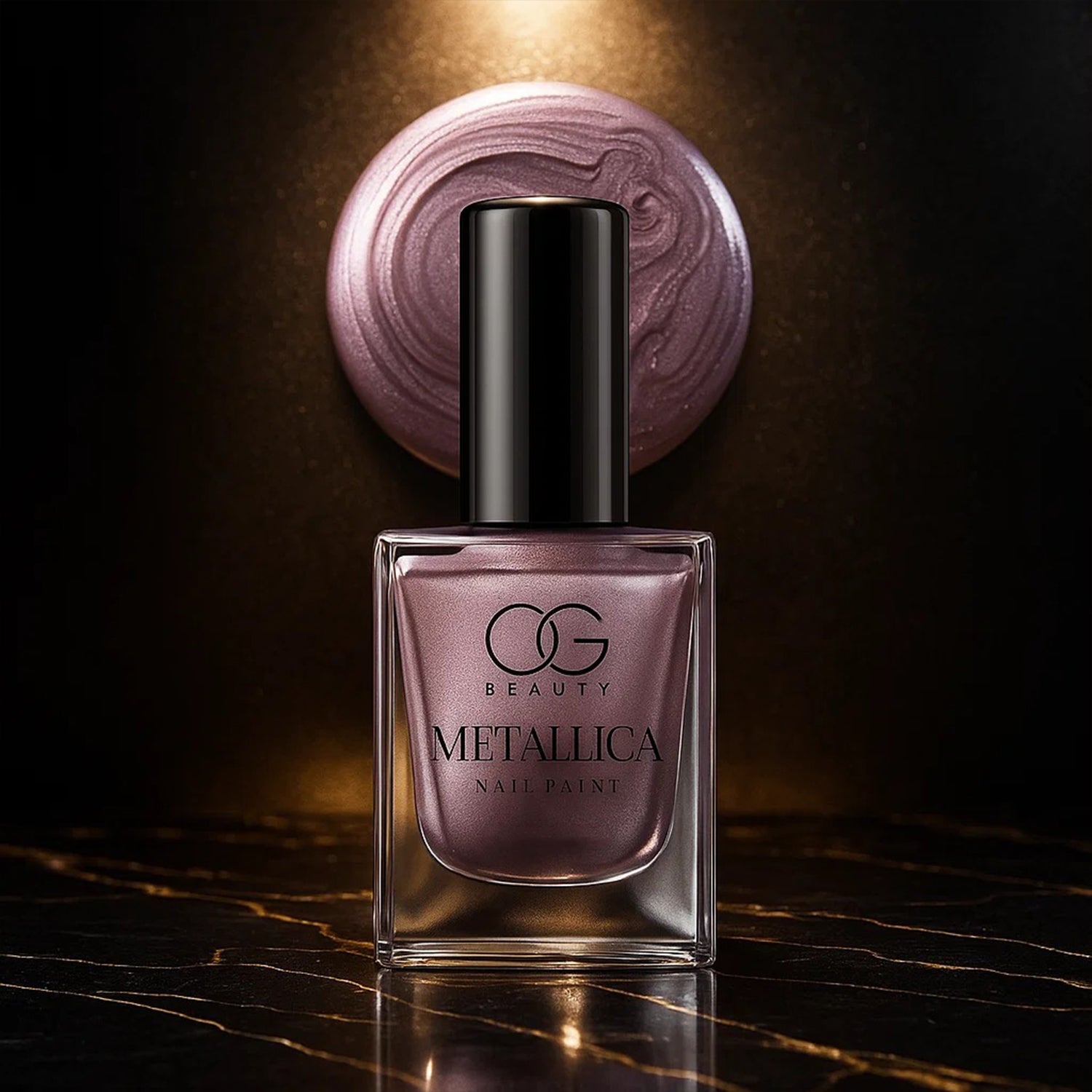 Wukusy Og Beauty Premium Rose Chrome Metallica Nail Polish bottle with 10ml capacity, featuring a shiny rose chrome finish.
