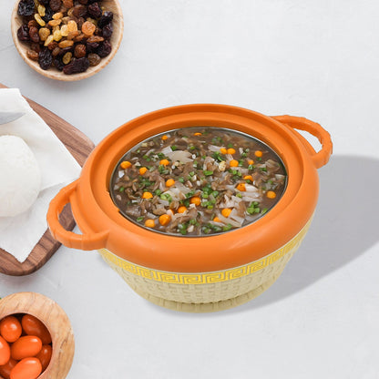 Wukusy insulated hot pot with stainless steel casserole and lid, 800ml capacity, featuring a shiny metal serving interior