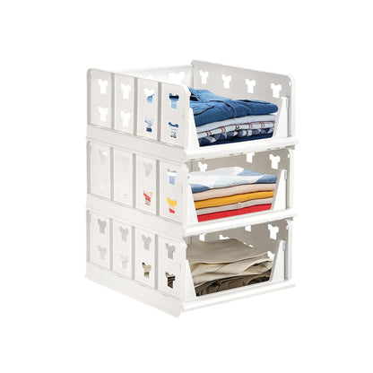 Wukusy 3-layer stackable storage cart with foldable baskets for clothes, kitchen, pantry, or laundry organization and home storage.