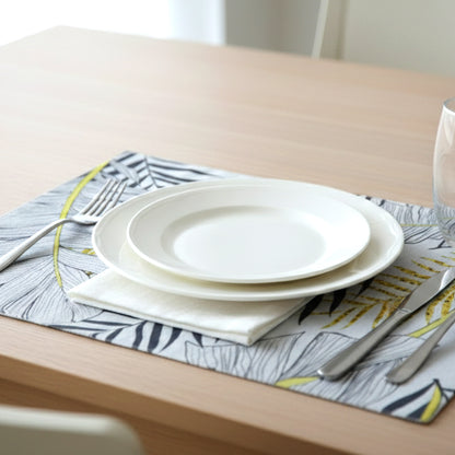 Wukusy 2-in-1 reversible dining table placemats set with small and large designs, featuring vibrant patterns on each side.