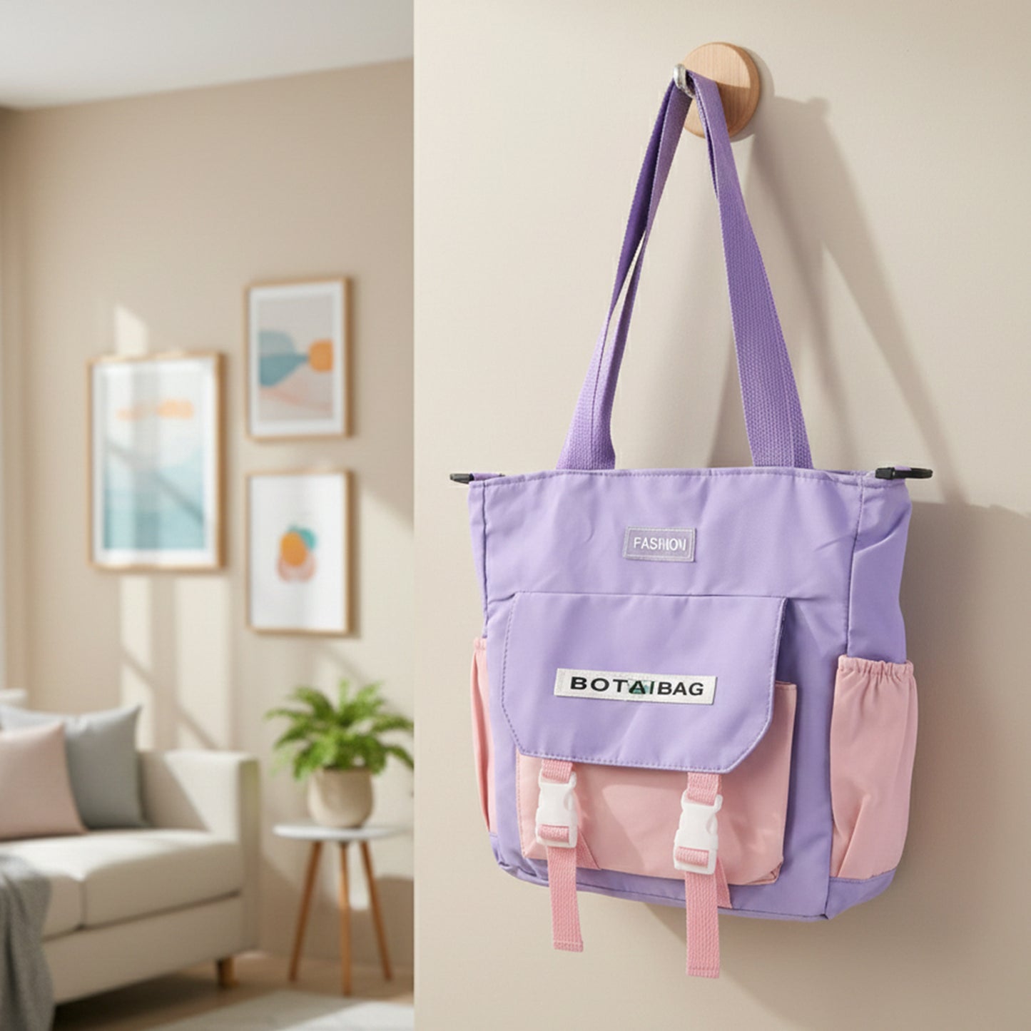 Wukusy trendy travel multi-pocket shoulder tote sling bag with multiple compartments, ideal for everyday use and organization.