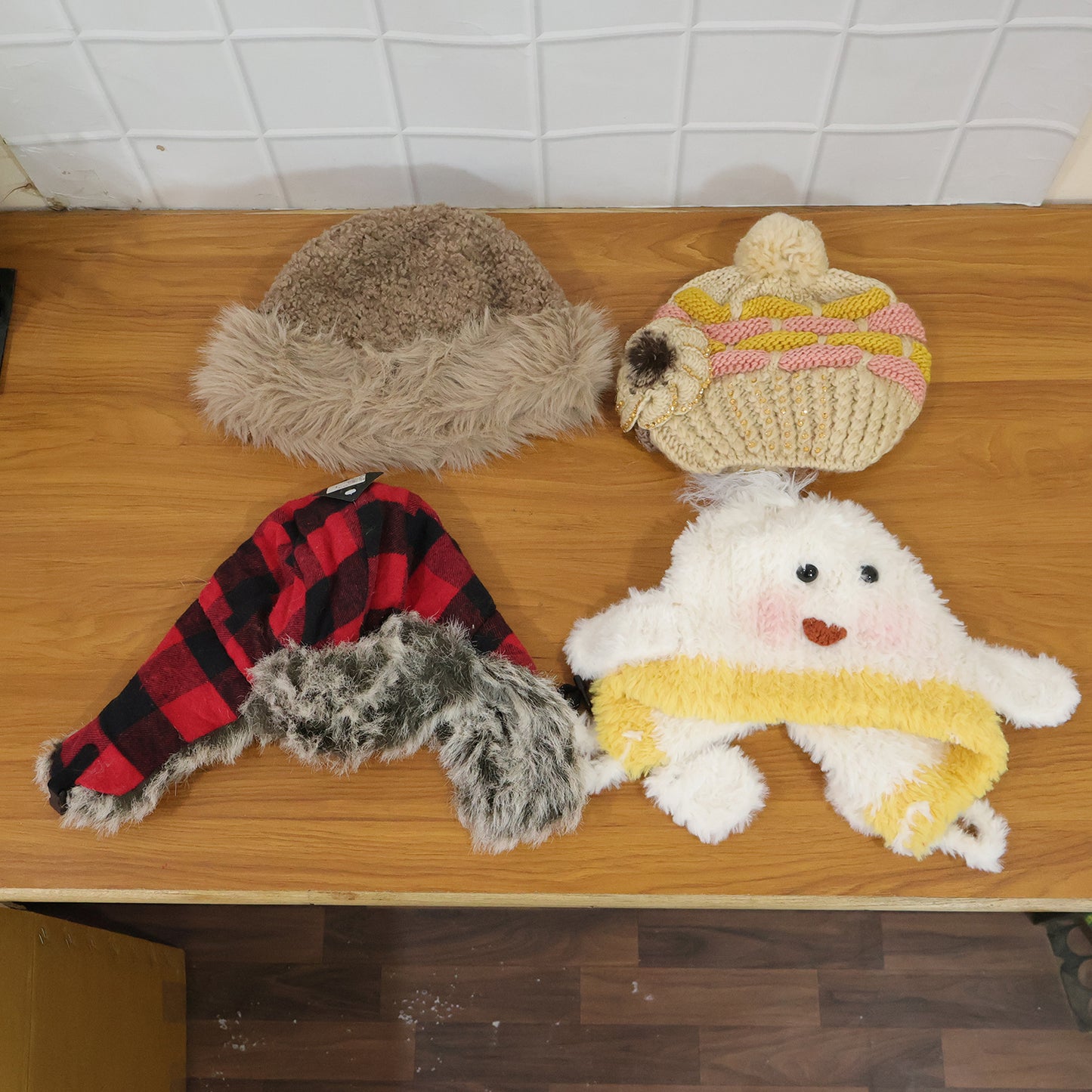 Wukusy woolen winter cap and lightweight summer fashion cap with random designs, soft fabric, and versatile styles.