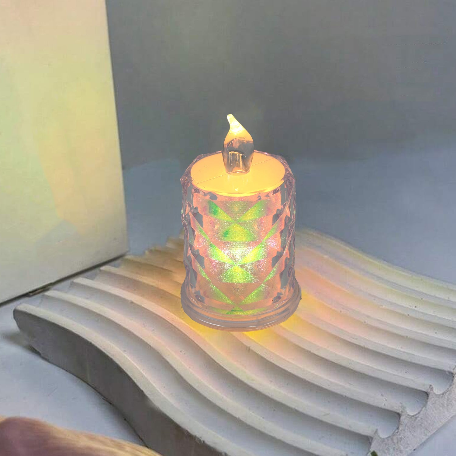 Set of four Wukusy flameless, smokeless decorative melting candles with LED tea lights, ideal for home decor and ambiance.