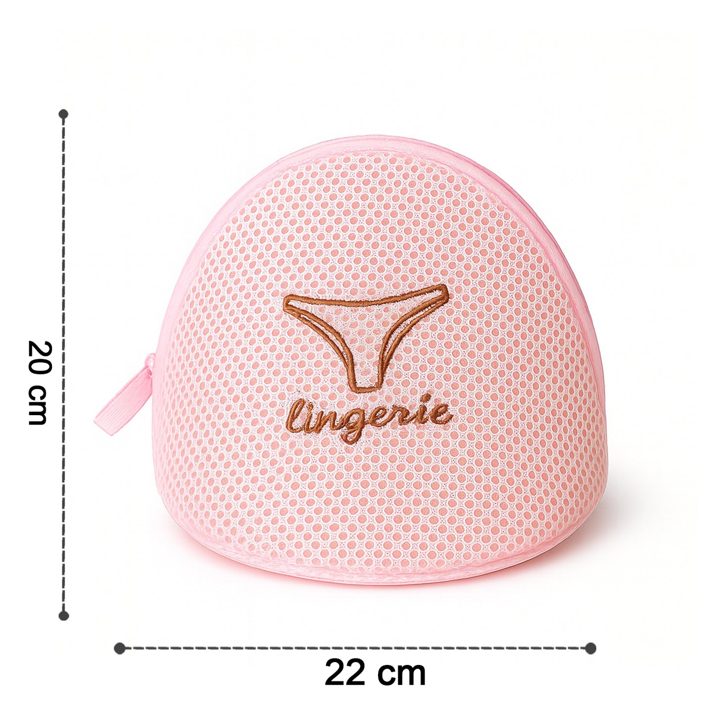 Wukusy dome-shaped lingerie wash bag with zip closure, protective mesh laundry pouch for delicate clothing.