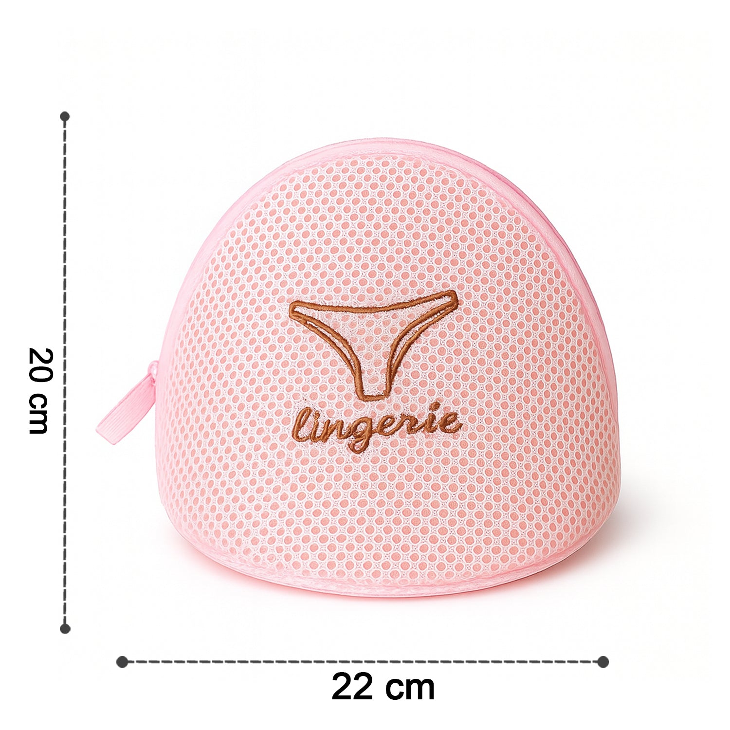 Wukusy dome-shaped lingerie wash bag with zip closure, protective mesh laundry pouch for delicate clothing.