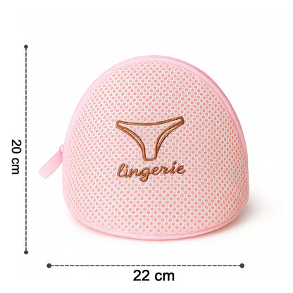 Wukusy dome-shaped lingerie wash bag with zip closure, protective mesh laundry pouch for delicate clothing.