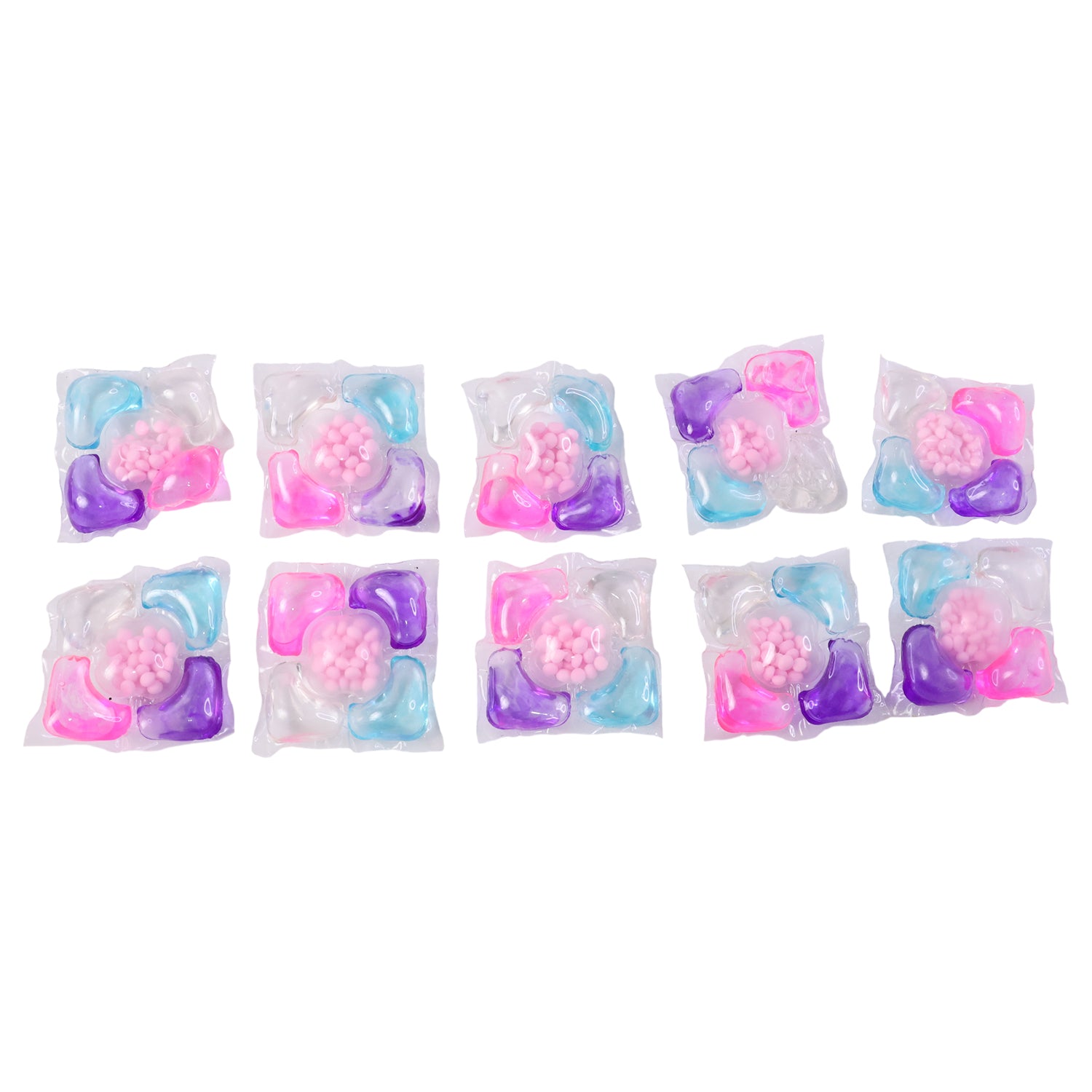 Wukusy multicolour laundry detergent pods in a 10-piece pack, showing the colorful, pre-measured pods for effective washing.