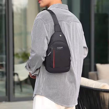 Wukusy waterproof anti-theft cross-body waist bag with USB charging and earphone hook, ideal for travel and casual use.