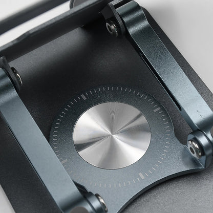 Wukusy aluminum alloy adjustable 360-degree rotating laptop stand with foldable ergonomic support for portable use.