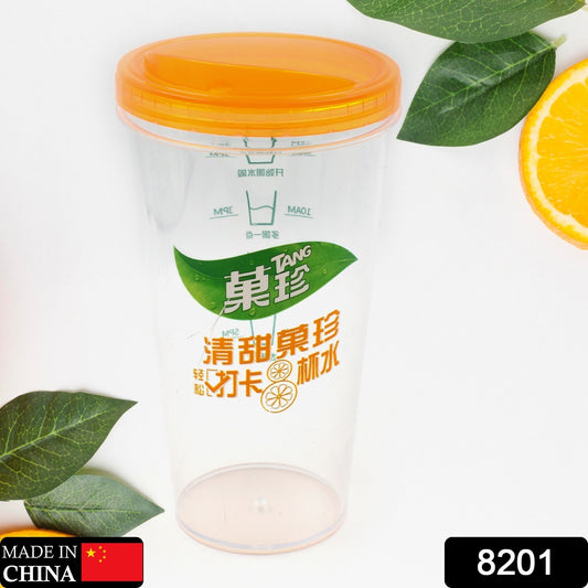 Wukusy 8201 plastic coffee cup tumbler, portable water and coffee container for travel, home, and outdoor use with motivational design