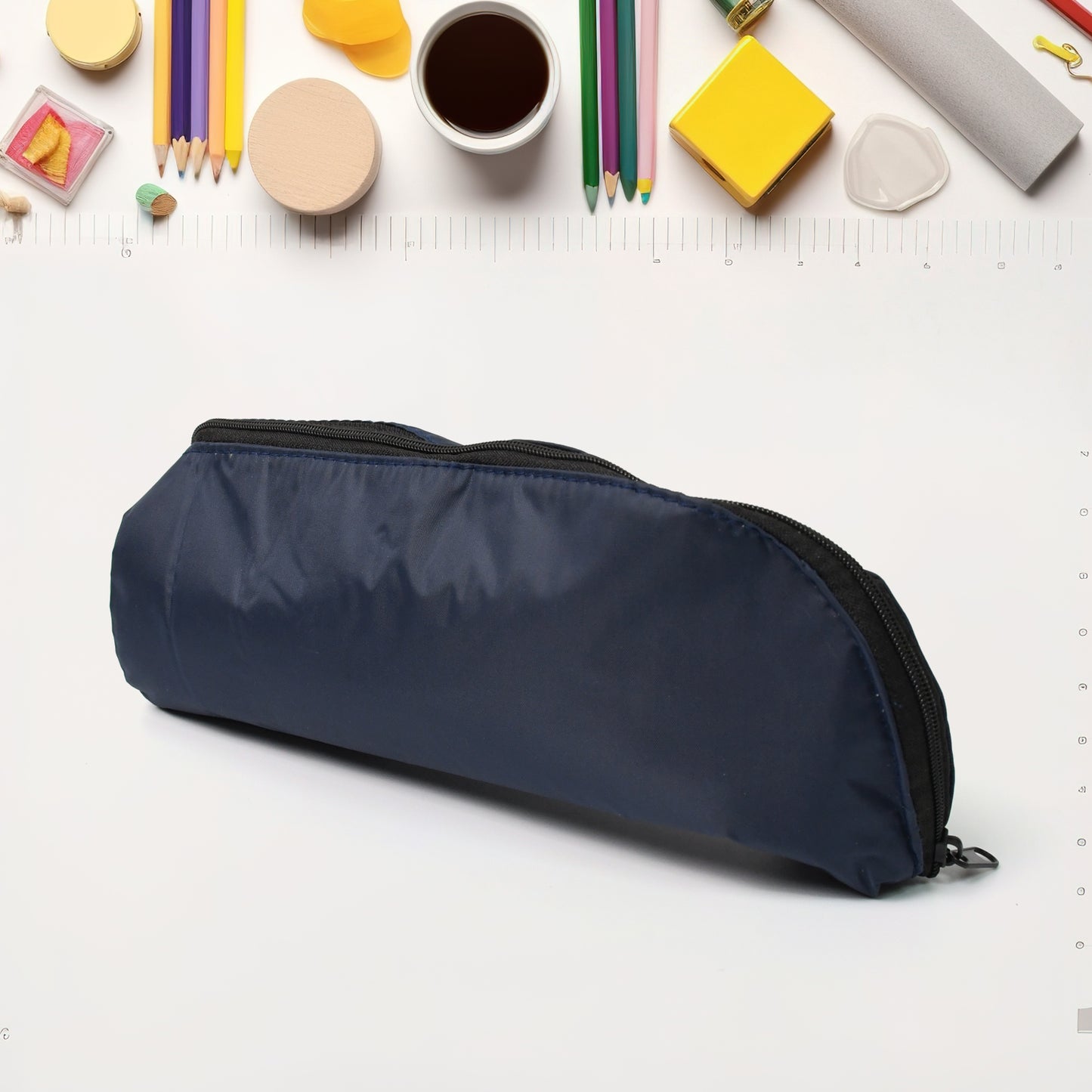 Wukusy reusable washable pencil pouch for pens and stationery, ideal for travel and office use, in a compact design.