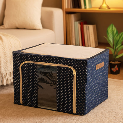 Foldable steel-frame clothes storage box by Wukusy, 50x40 cm, with a sturdy design and fabric lining for home organization.