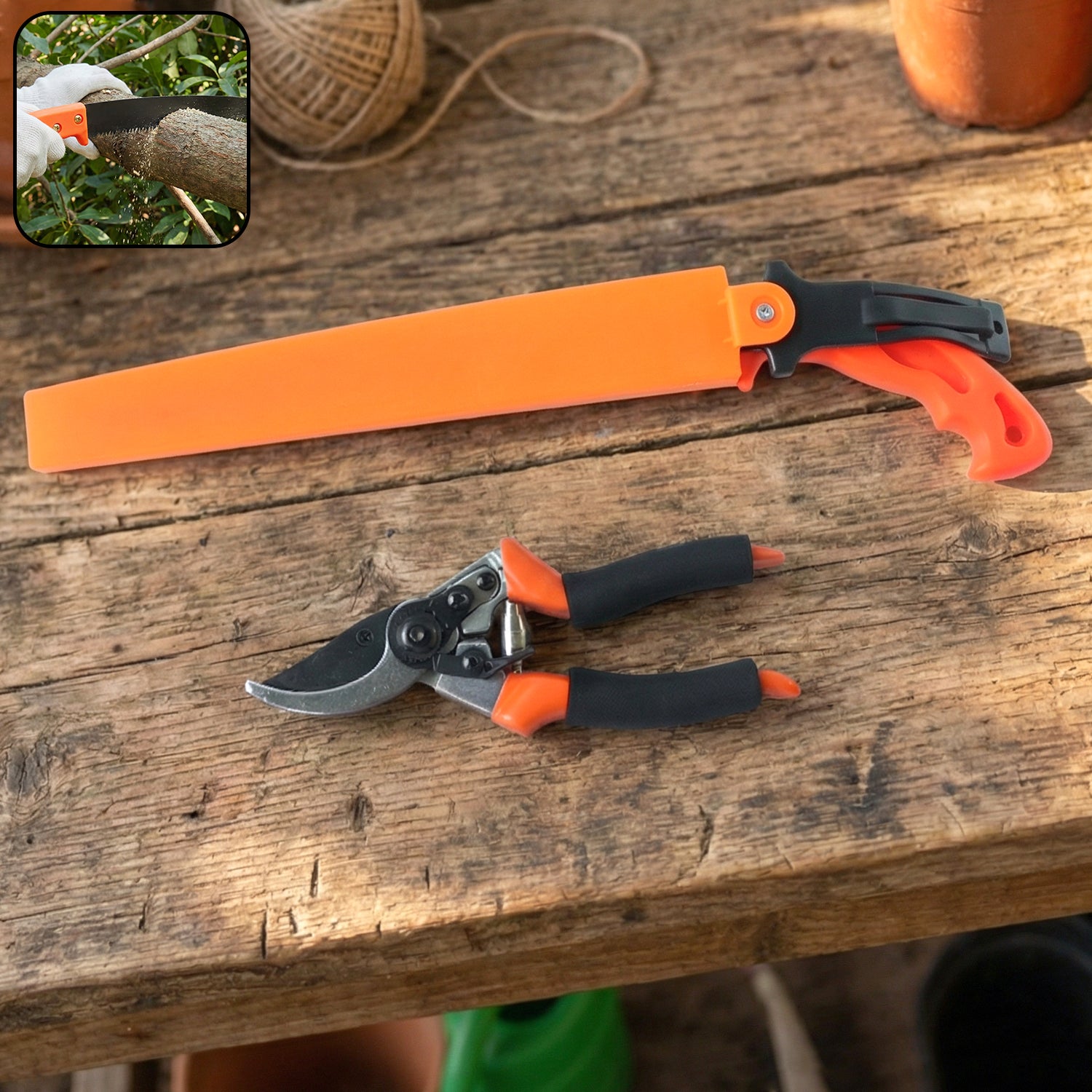 Wukusy heavy duty gardening pruning tool combo set with two durable pruning shears and scissors for garden trimming.