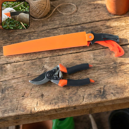 Wukusy heavy duty gardening pruning tool combo set with two durable pruning shears and scissors for garden trimming.
