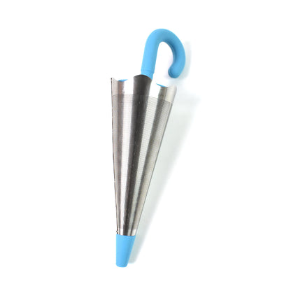 Colorful Wukusy reusable umbrella-shaped tea strainer without tray, perfect for brewing loose leaf tea in the home kitchen.