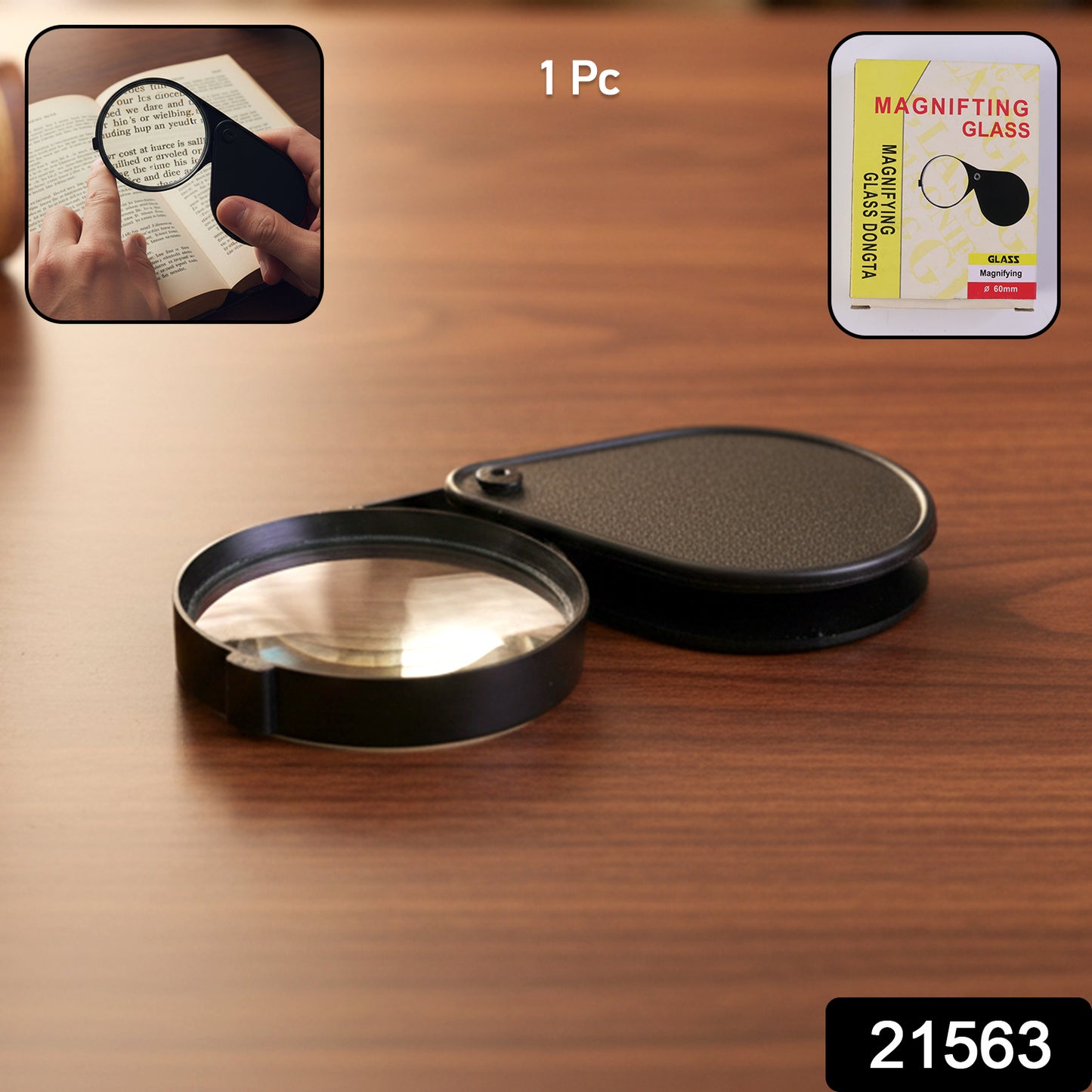 Wukusy portable handheld magnifying glass with handle, small optical lens for detailed close-up viewing, compact and lightweight.