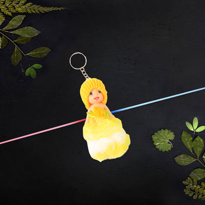 Colorful soft toy doll Rakhi with keychain, suitable for kids, decorative fancy Rakhi and keyring for boys and girls.