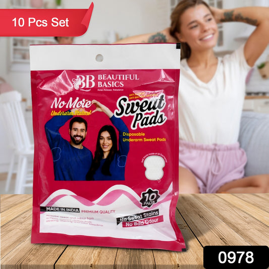 Disposable Wukusy underarm sweat pads with highly absorbent, anti-bacterial cotton for men and women, in a pack of 10.