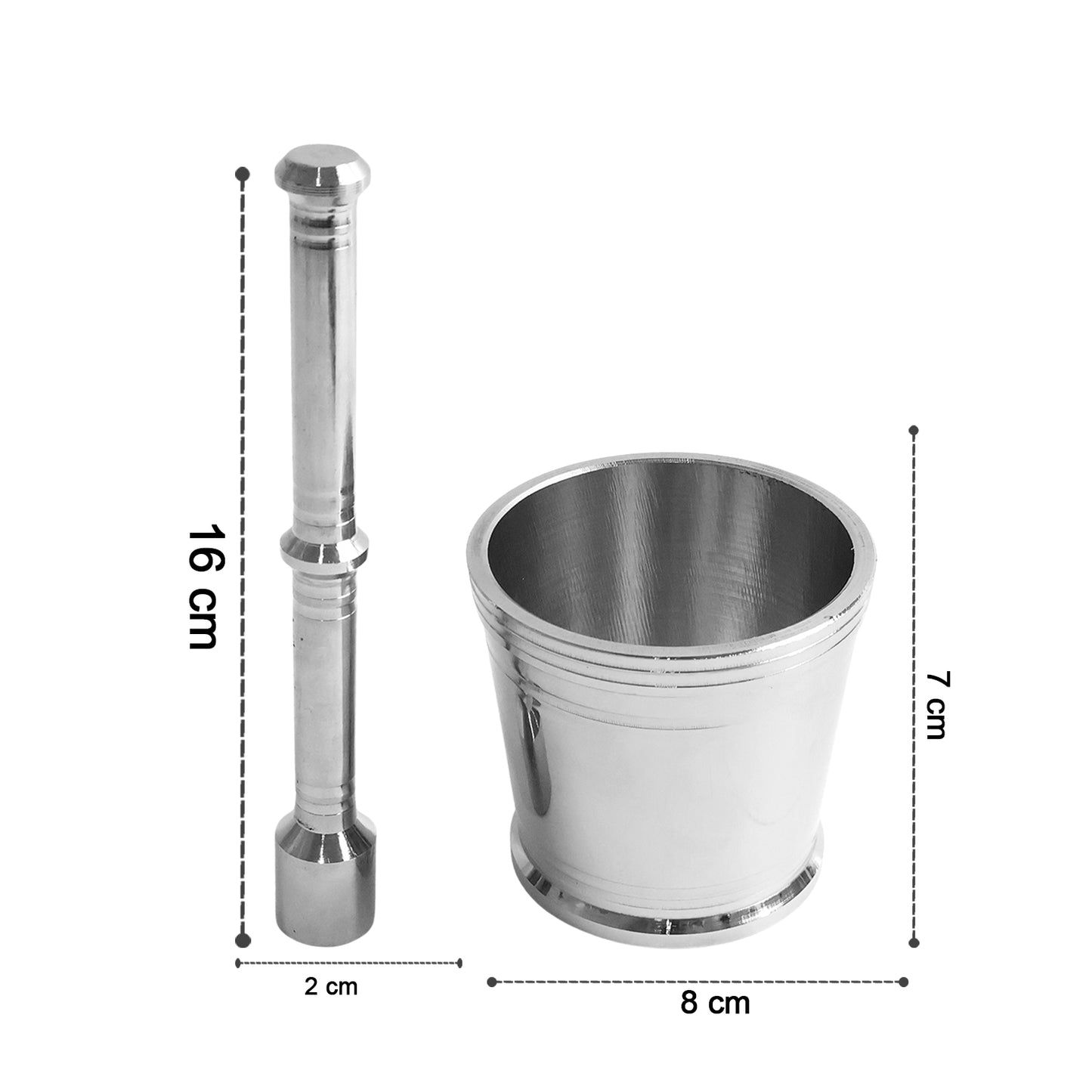 Wukusy heavy duty stainless steel mortar and pestle set for kitchen, durable 2-piece Khalbatta for grinding spices and herbs
