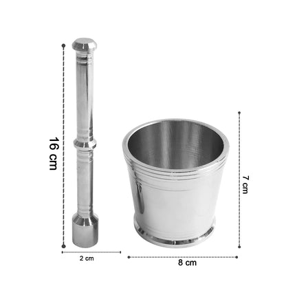 Wukusy heavy duty stainless steel mortar and pestle set for kitchen, durable 2-piece Khalbatta for grinding spices and herbs