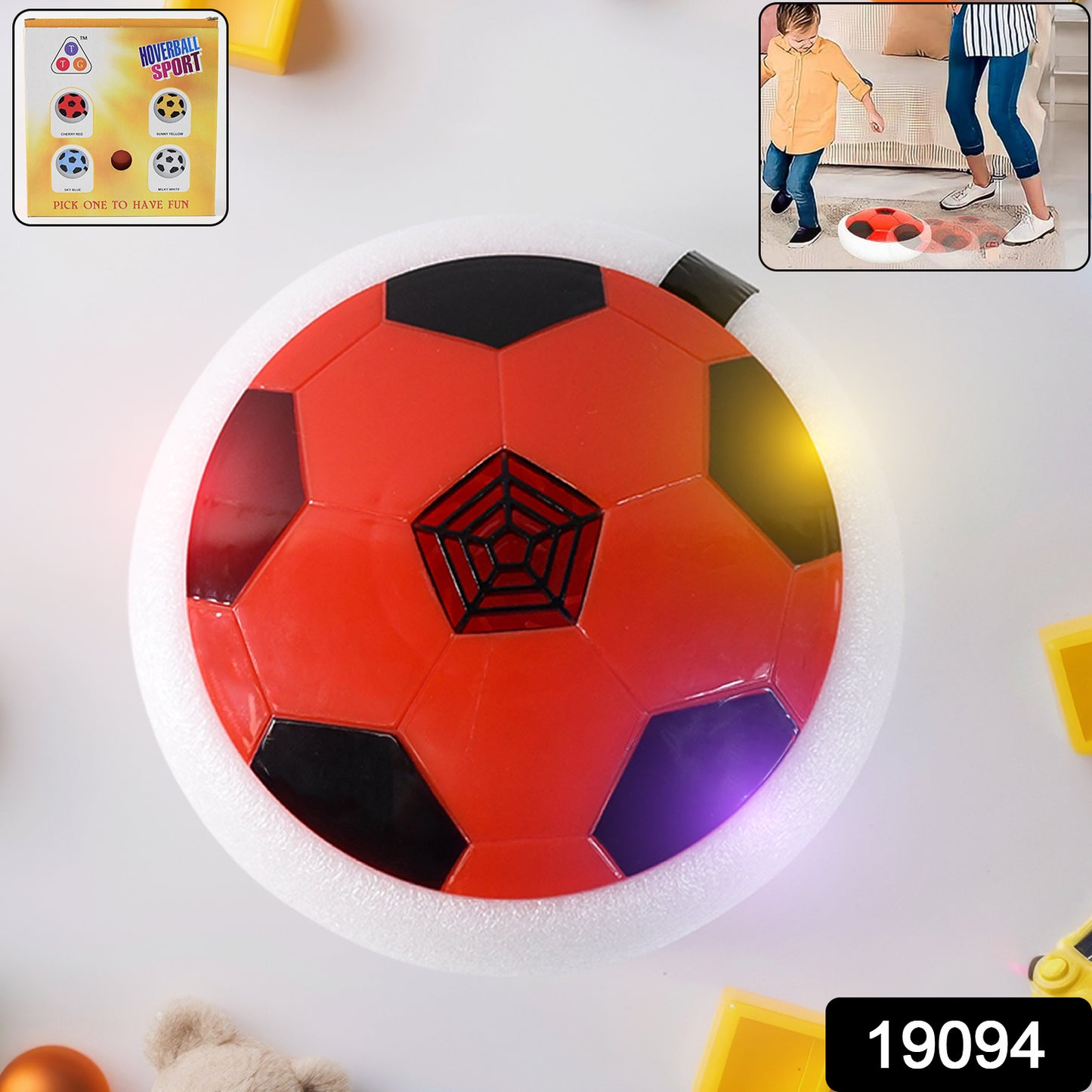 Wukusy Ttg Hover Soccer Ball toy with foam bumper for kids, featuring a colorful, lightweight design and smooth hover surface.
