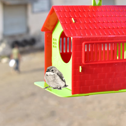 Small Wukusy bird house for birds, made of durable material, with entry hole and perch for outdoor bird nesting.