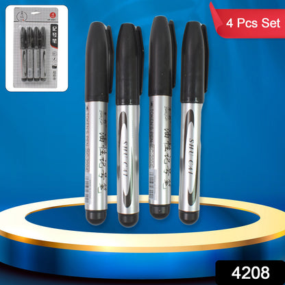 Set of four black Wukusy office markers used for school and college writing and marking tasks, displayed on a white background.