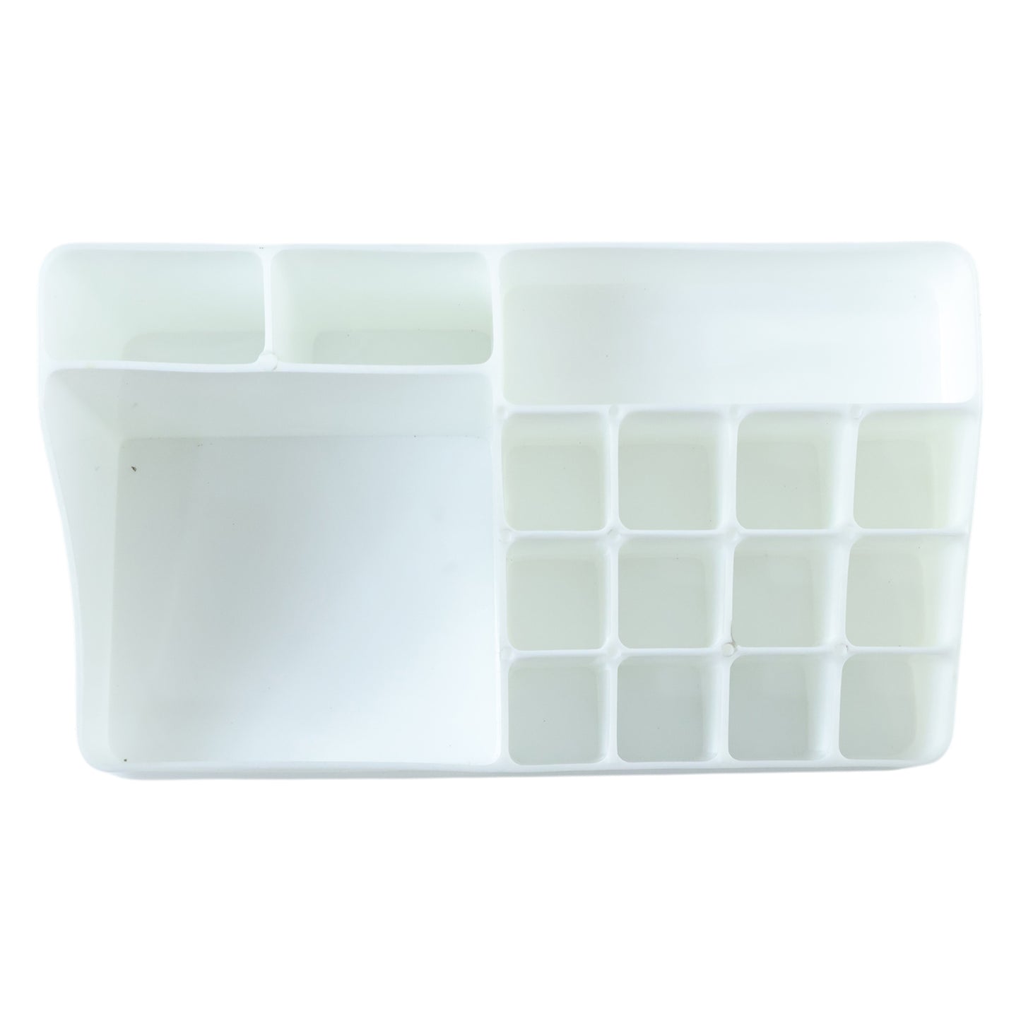 Wukusy multipurpose makeup organizer storage box with clear compartments for cosmetics and beauty tools.
