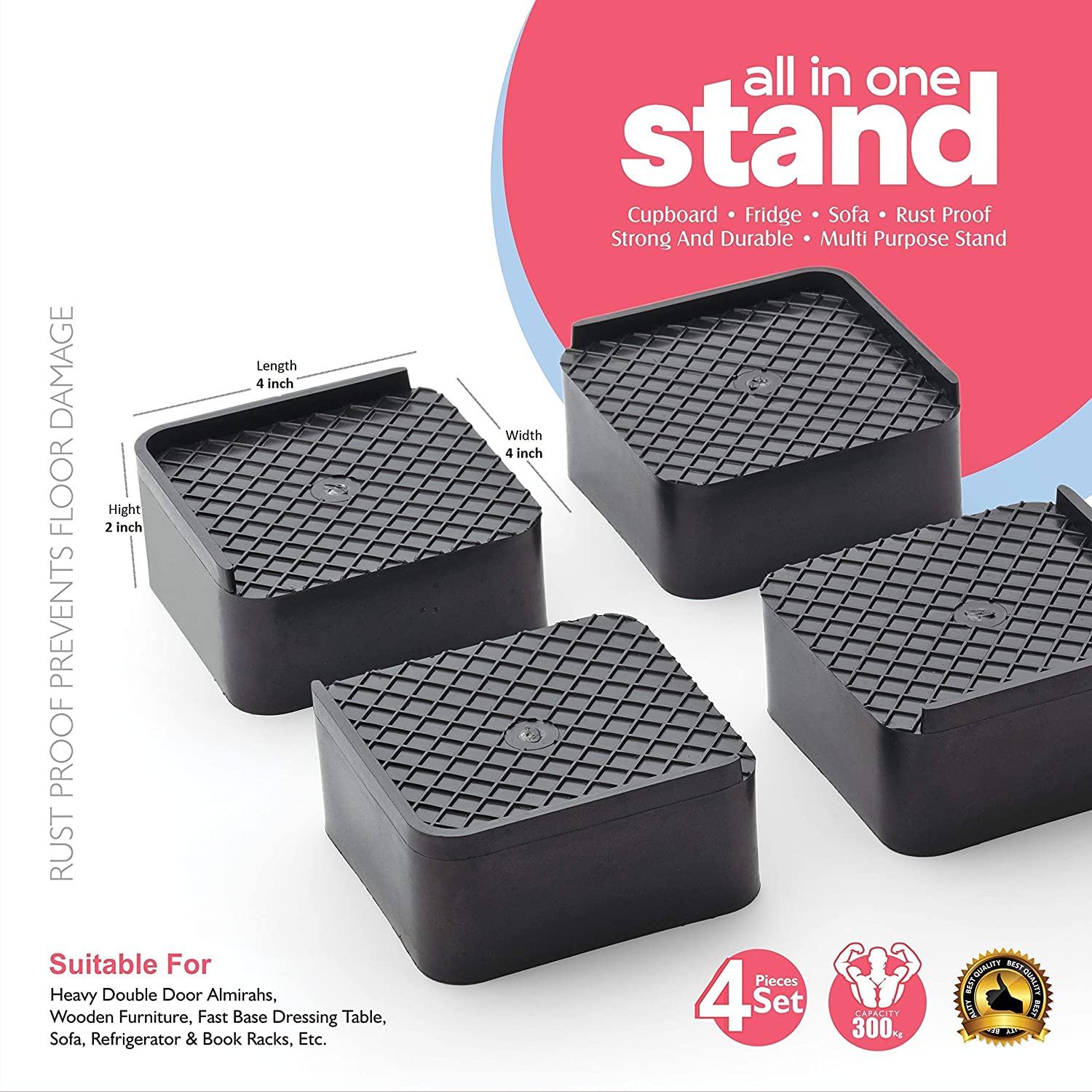 Set of four Wukusy heavy duty cupboard and refrigerator sofa base stands for home improvement, durable and versatile for furniture support.