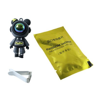 Wukusy cute astronaut car air freshener with vent clip, featuring a small astronaut figure in a space suit for car interior decor.
