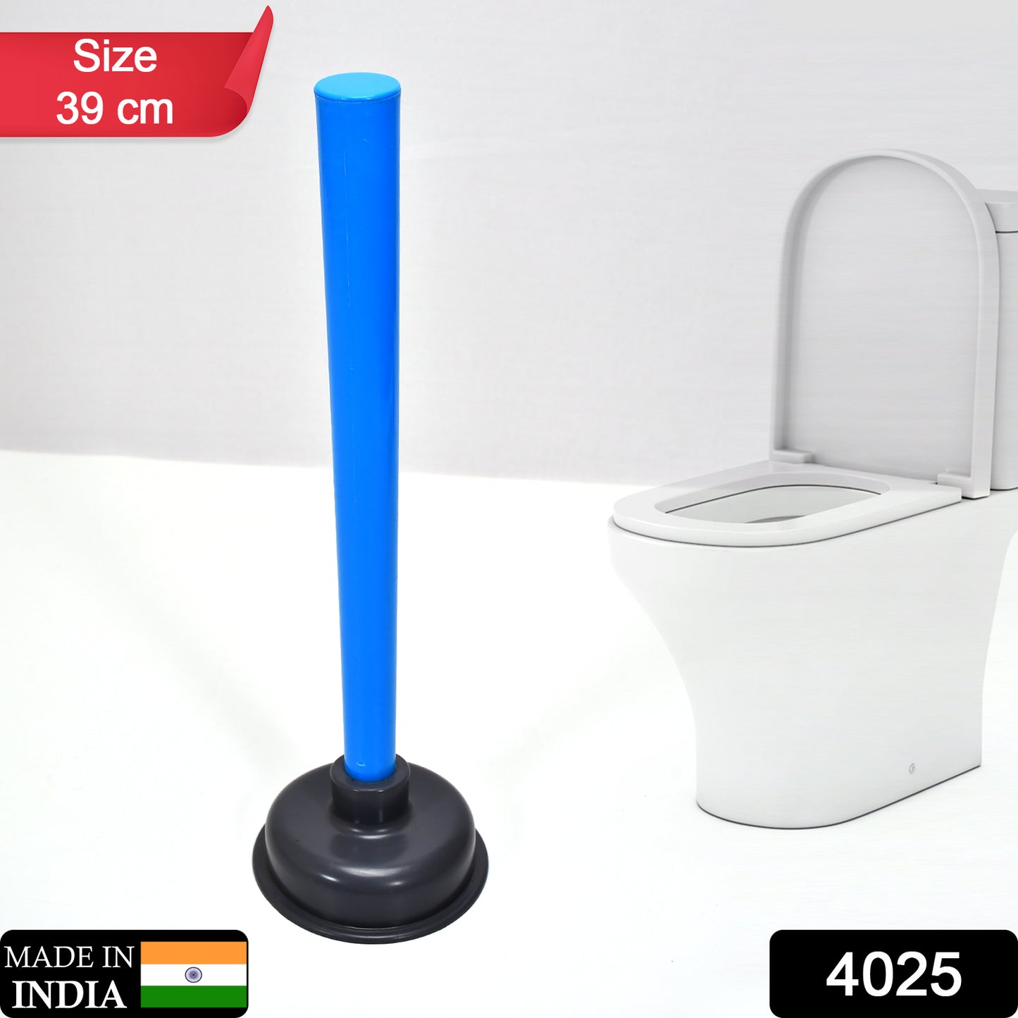 Wukusy multifunctional toilet plunger with suction device for clearing blockages in a home bathroom setting.