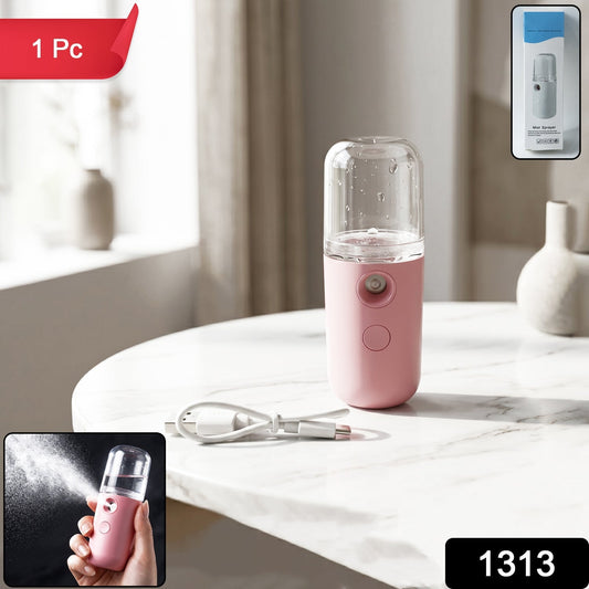 Portable Wukusy Mini Nano Mist Sprayer USB rechargeable face steamer and humidifier for skincare and hydration.
