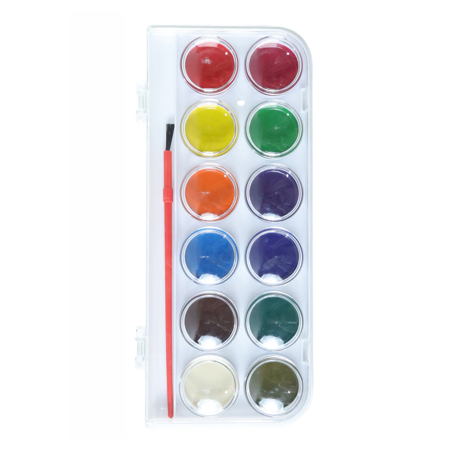 Wukusy 12-shade compact watercolor paint set with vibrant colors in a portable metal case, ideal for artists and hobbyists.