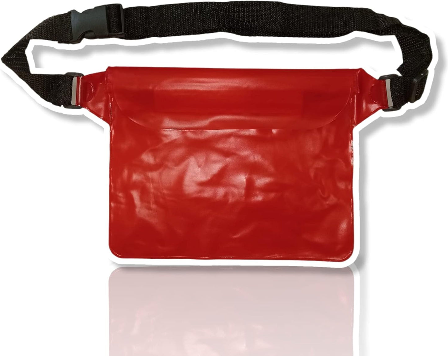 Wukusy waterproof waist pouch bag with adjustable strap, ideal for travel, showing a compact, secure design for hands-free convenience.