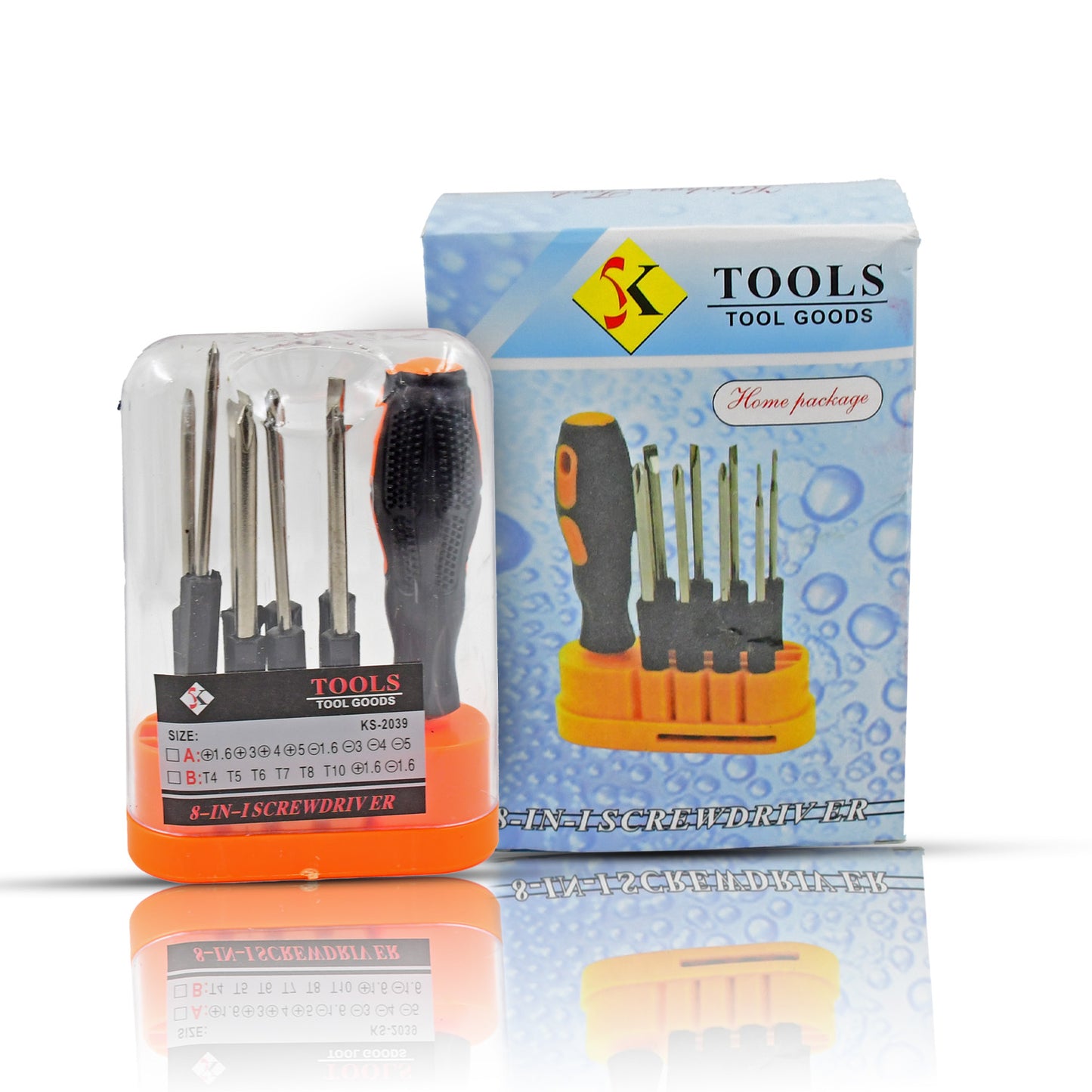 Wukusy 8-in-1 screwdriver set with multiple metal screwdrivers and bits for versatile hardware repairs.