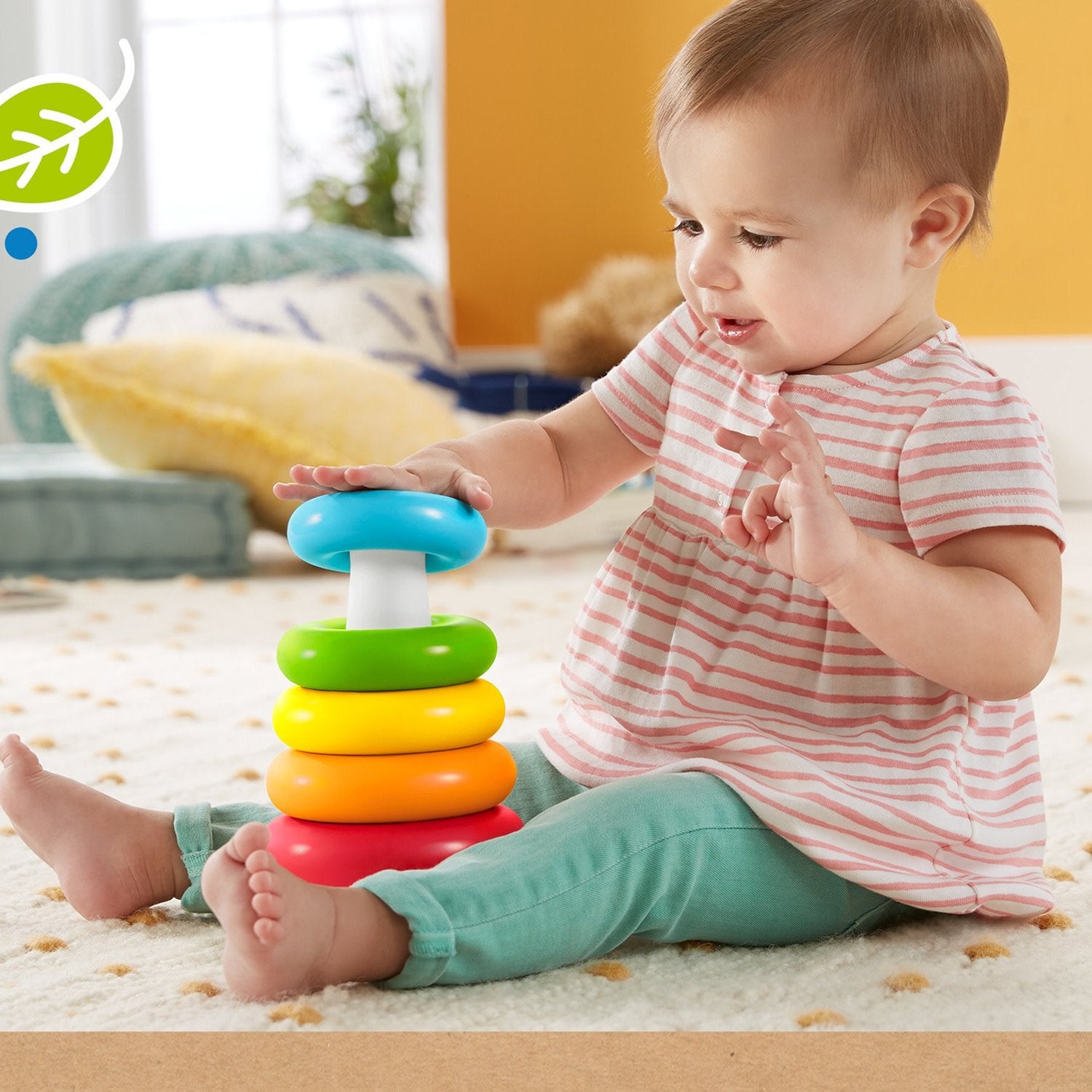 Wukusy 8016 plastic baby stacking rings toy with seven colorful jumbo rings for kids educational play and development.