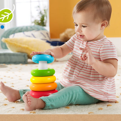 Wukusy 8016 plastic baby stacking rings toy with seven colorful jumbo rings for kids educational play and development.