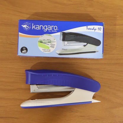 Wukusy Kangaro Trendy 10 manual stapler in black, showing metal body and stapling mechanism, on a white background.