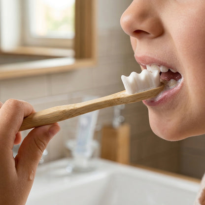 Natural wooden handle toothbrush with case by Wukusy, featuring eco-friendly design and soft bristles for gentle oral cleaning.