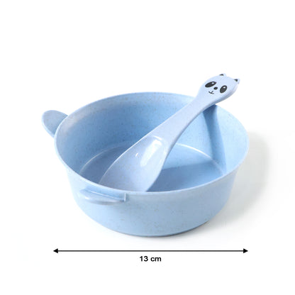 Wukusy wheat straw kids soup bowl with matching spoon, 240ml, durable and eco-friendly for children’s meals.