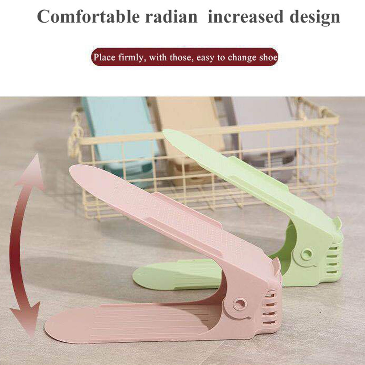 Wukusy 7277 adjustable folding shoe slots organizer with multiple compartments for versatile shoe storage.